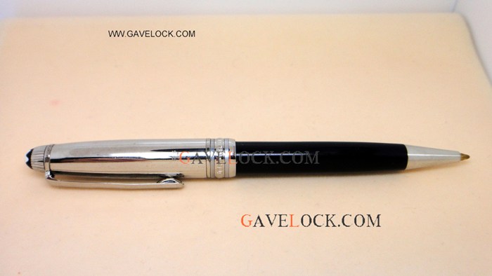 Copy Montblanc Meisterstuck Ballpoint Pen Black Resin & Silver Pen AAA